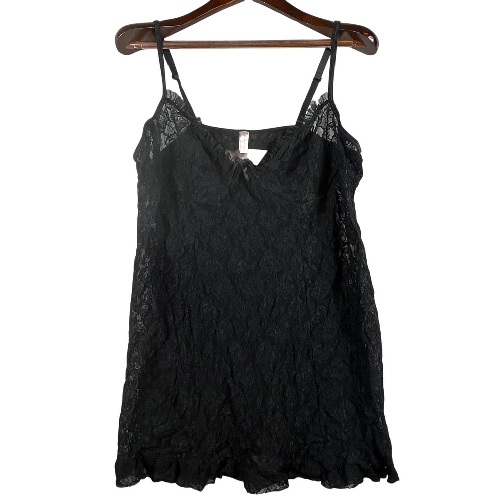 Inner Secrets Womens 3X Lace Chemise Nightie Black Bow Keyhole Sleepwear Sexy